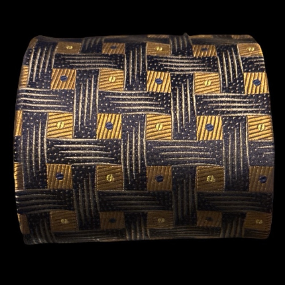 Vintage AQUARIUS Men's Gold and Black Tie